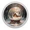 Forest Snowglobe Cabin 20" x 20" Round White Framed Print